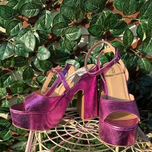 Soda Shiny Pink Platform Heels